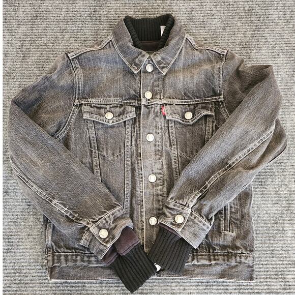 Levis Other - Vintage Levis Youth Medium Trucker Jacket Knit Collar & Cuffs 100% Cotton